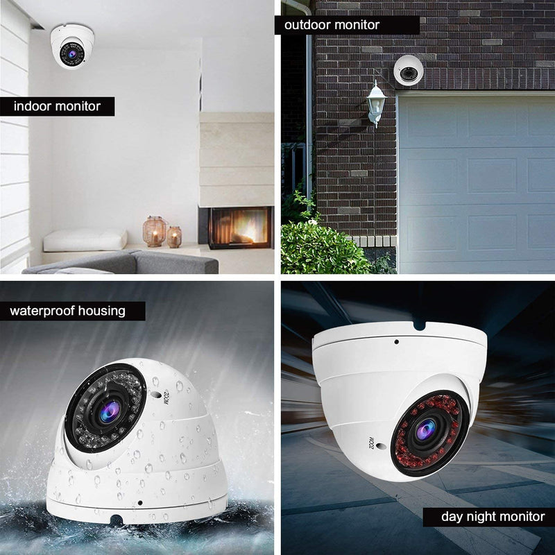 Anpviz 2MP CCTV Camera HD 1080P 4-in-1 (TVI/AHD/CVI/960H CVBS) Security Dome Camera, 2.8-12mm Varifocal Lens Analog Video Surveillance, Wide Angle Viewing Day & Night Indoor Outdoor Waterproof (White) White - NewNest Australia