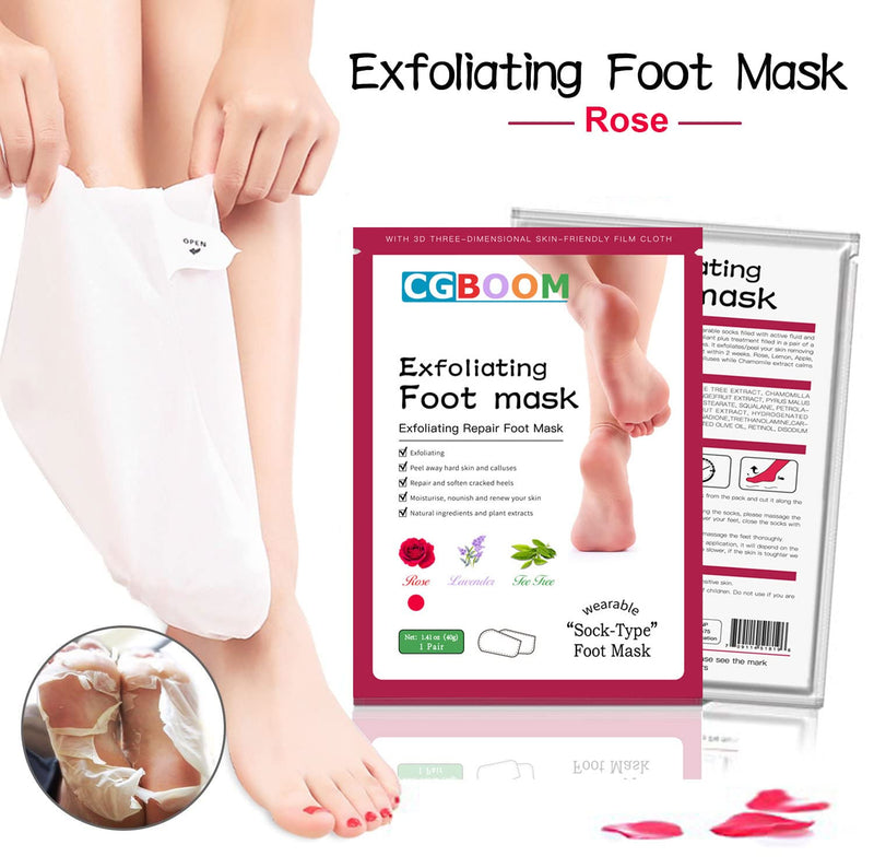 5 Pack Foot Peel Mask,Exfoliating Foot Socks Calluses Remover Dead Skin, Aloe Moisturizing Feet Peeling Mask for Dry Skin,Cracked Heels,Foot SPA Socks for Women and Men (Rose) Rose - NewNest Australia