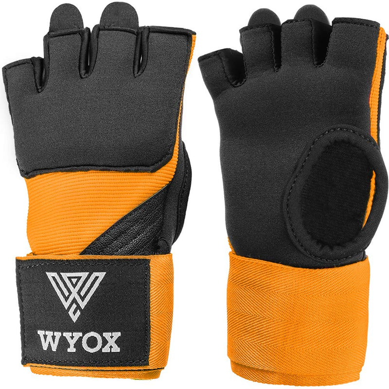 WYOX Boxing Wraps MMA Gloves Inner Boxing Gloves for Men Women Youth - EZ-Off & On - Thick Knuckle Padding - Breathable Fabric Hand Wraps Heavy Bag Gloves Orange Large-X-Large - NewNest Australia