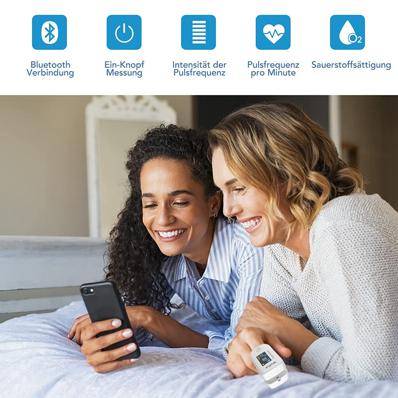Pulse Oximeter With Data Storage, With App Via Bluetooth, Oxygen Saturation Measurement, Finger Pulse Oximeter, Oxygen Content Health Monitor, Heart Rate And Spo2, White - NewNest Australia