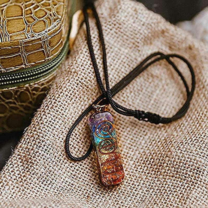 WULILONG 7 Chakra Healing Crystal Natural Gemstone Rainbow Crystals Orgone Energy Generator Protection Amulet Pendant Necklace for Women Men - NewNest Australia