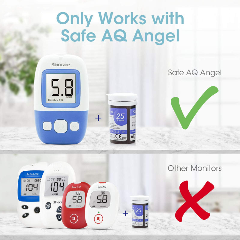 sinocare Diabete Blood Glucose Test Strips x 100 & Diabetes Lancets x 100, Safe AQ Angel Test Strips, Blood Sugar Test Strips for Safe AQ Angel Only Test strips & Lancets * 100 - NewNest Australia