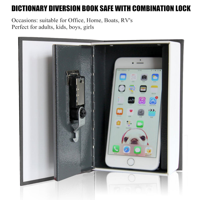 Book Safe with Combination Lock - Jssmst Home Dictionary Diversion Metal Safe Lock Box 2017, SM-BS0401S, black small - NewNest Australia