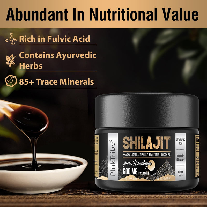 Shilajit Resin Gold Standard Shilajit - 600 mg Himalayan Shilajit mixture with Ayurvedic herbal extracts, high content of fulvic acid, supports energy and performance, 30 g (pack of 1) 30 g (pack of 1) - NewNest Australia