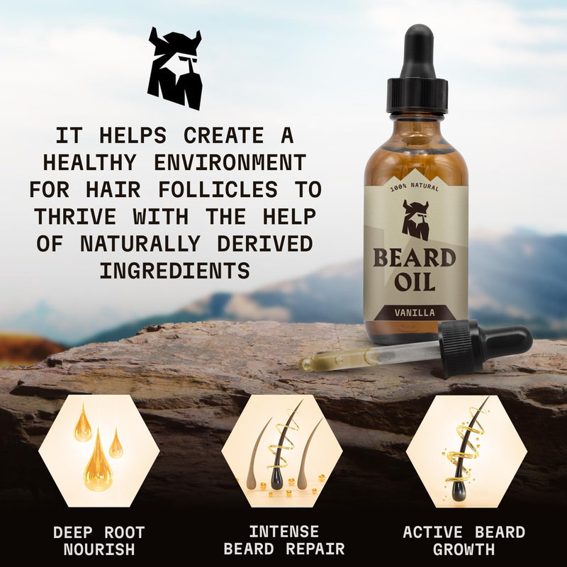 Striking Viking Vanilla Beard Oil (Large 2 oz.) - 100% Natural Beard Conditioner with Organic Argan and Jojoba Beard Oils with Vanilla Scent - Softens, Moisturizes and Strengthens Beard Growth Vanilla - NewNest Australia