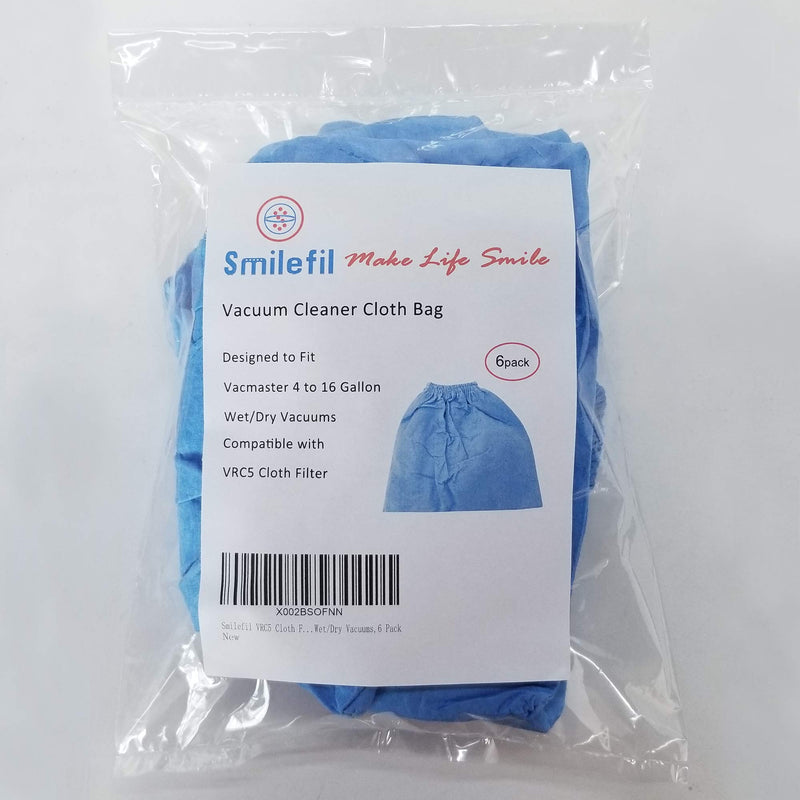Smilefil VRC5 Cloth Filter Fits Vacmaster 4 to 16 Gallon Wet/Dry Vacuums,6 Pack - NewNest Australia