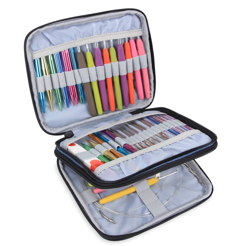 Teamoy Organizer Case for Interchangeable Circular Knitting Needles, Crochet Hooks and Knitting Accessories, Keep All in One Place and Easy to Carry, Blue (No Accessories Included) Small - NewNest Australia