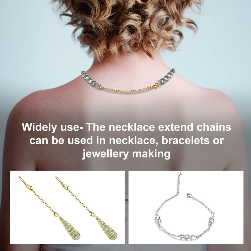 Necklace Extenders, 10Pcs Stainless Steel Gold Silver Necklace Bracelet Anklet Extension Chains with Lobster Clasps and Closures for Jewelry Making sliver&gold - NewNest Australia