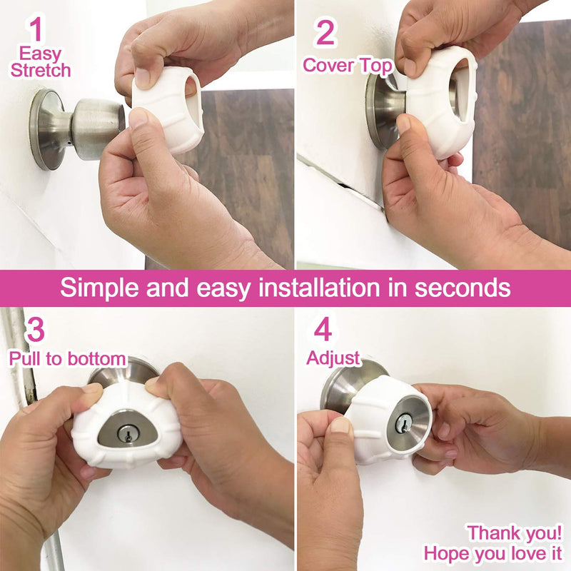 Enjoy Cover - Silicone Door knob Grips Nonslip Arthritis & Senior Living Aids Fits All Door Knob Universal Size 4 Pack White - NewNest Australia