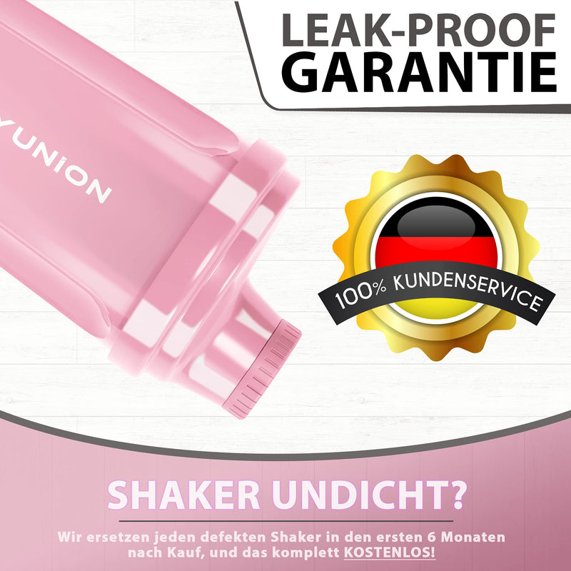 Protein shaker “Heaven” 500 ml leak-proof, BPA free, with sieve & scale - ORIGINAL - for creamy whey protein powder shakes, protein isolates & BCAA concentrates, fitness mixer coral pink - NewNest Australia
