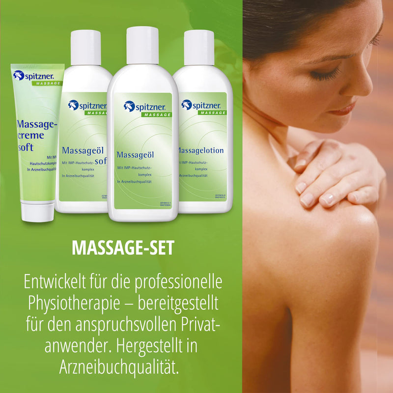 Spitzner Massage Set Of 4 (Massage Oil Soft & Classic 200 Ml Each + Massage Lotion Classic 200 Ml & Massage Cream Soft 50 Ml) - Nourishing Massage Products For Sensitive Skin - NewNest Australia