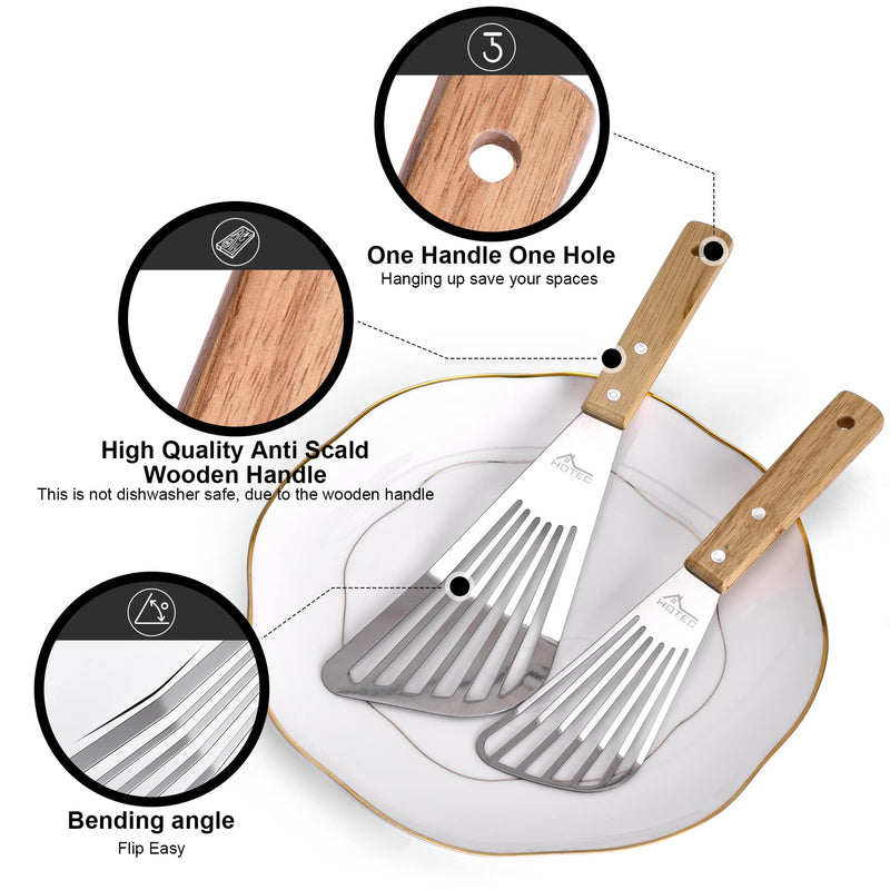 HOTEC Stainless Steel Thin Slotted Fish Turner Spatula Small & Large 10.3''+12.5'' Small+Large - NewNest Australia