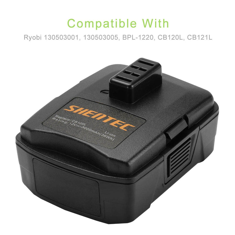 Shentec 3.0Ah 12V Battery Compatible with RYOBI CB120L CB121L BPL-1220 130503001 130503005, 12V Lithium Battery (NOT for CB120N) - NewNest Australia