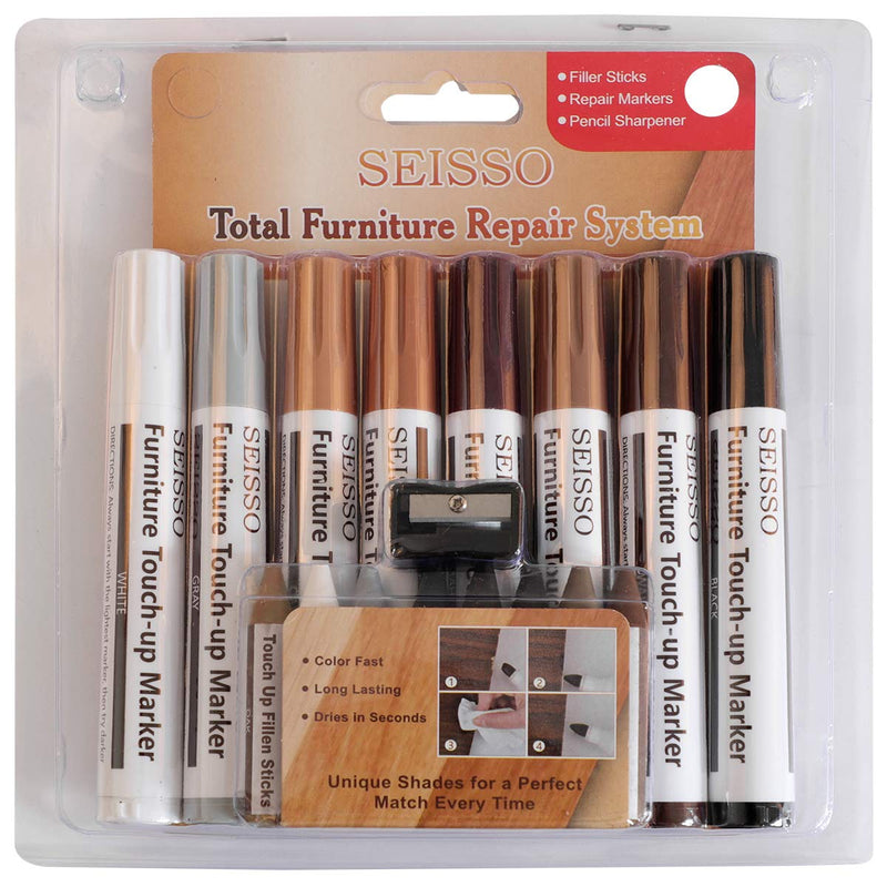 Furniture Markers Touch Up, Upgrade Wood Furniture Repair Kit, Premium Wood Scratch Repair Markers and Wax Sticks for Wood Stains Scratches Hardwood Wooden Floors Tables, Set of 17 - NewNest Australia