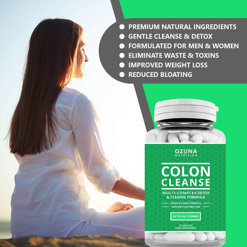 High Strength Natural Colon Cleanse Multi-Complex Detox Capsules | Bowel Cleanse Pills Reduced Constipation, Flatulence & Bloating | Supports Metabolism | One Month Supply - NewNest Australia