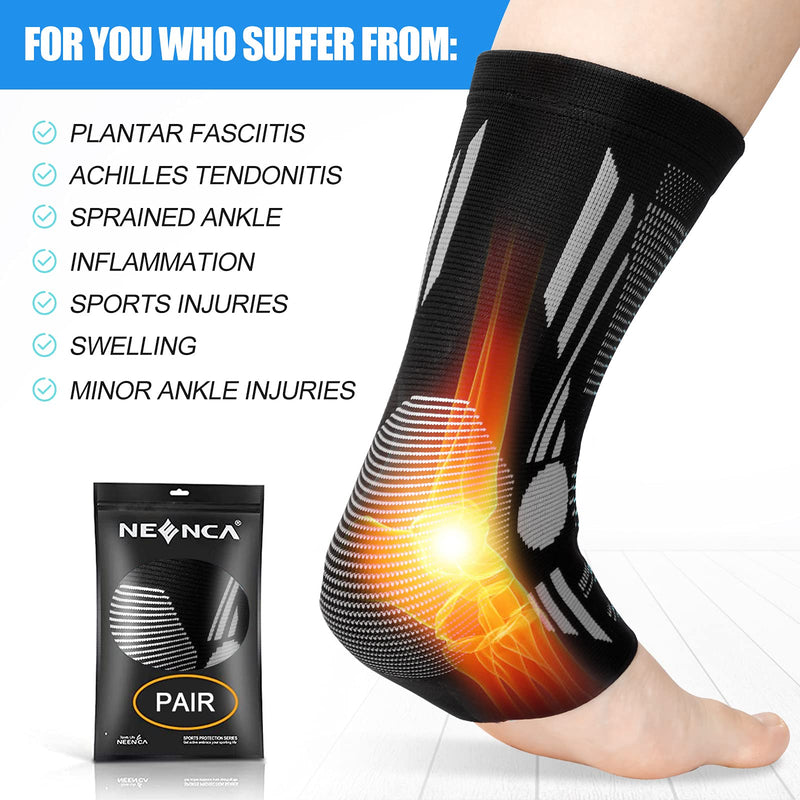 Neenca Professional Ankle Brace Compression Foot Support (Pair) Ankle Support For Stability Achilles Tendonitis, Plantar Fasciitis, Joint Pain, Heel Spurs, Sports - NewNest Australia