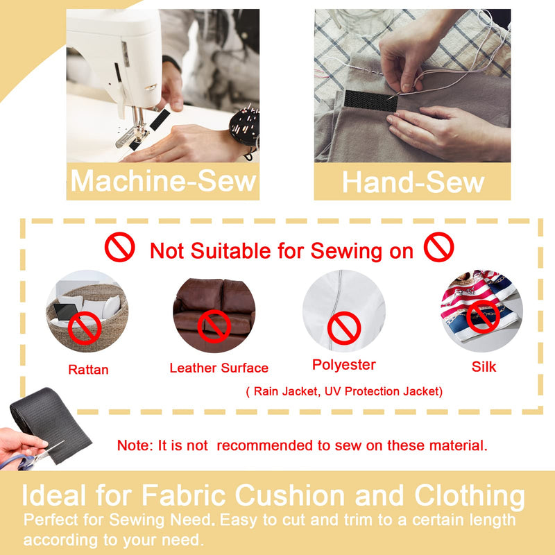 TEUVO Sew on Hook and Loop to Keep Couch Cushion in Place, Non Adhesive Fabric Tape for Crafts DIY and Sewing Projects, 11cm Wide and 2m Long - NewNest Australia