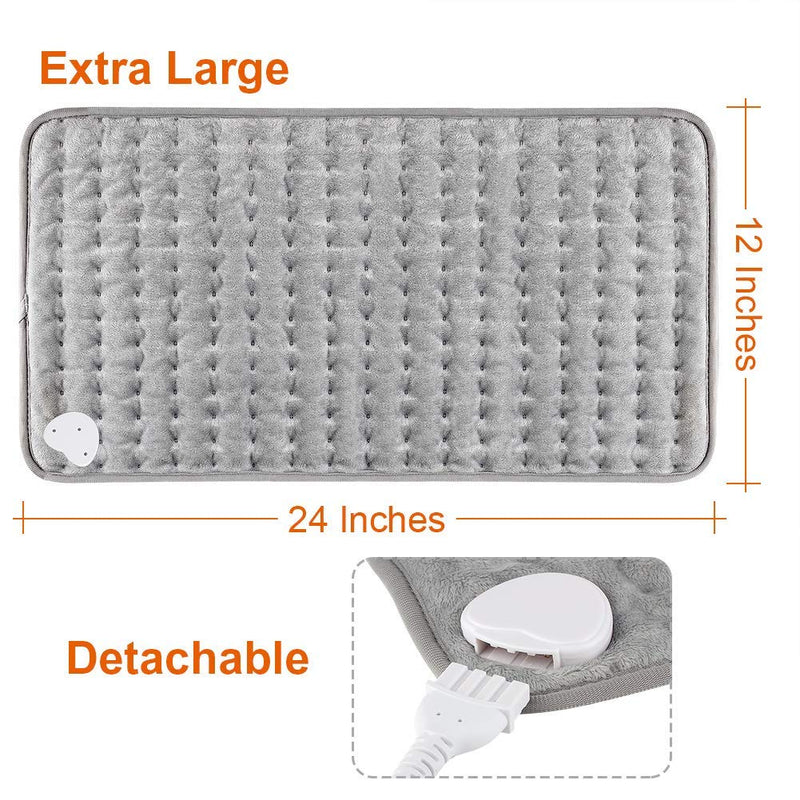DIZA100 Heating Pad with Auto Shut Off, Fast Heating Technology, Machine Washable,Soft Flannel Safe Electric Heat Pad for Body Relaxation (12 x 24 inches) Silver Grey Flannel - NewNest Australia