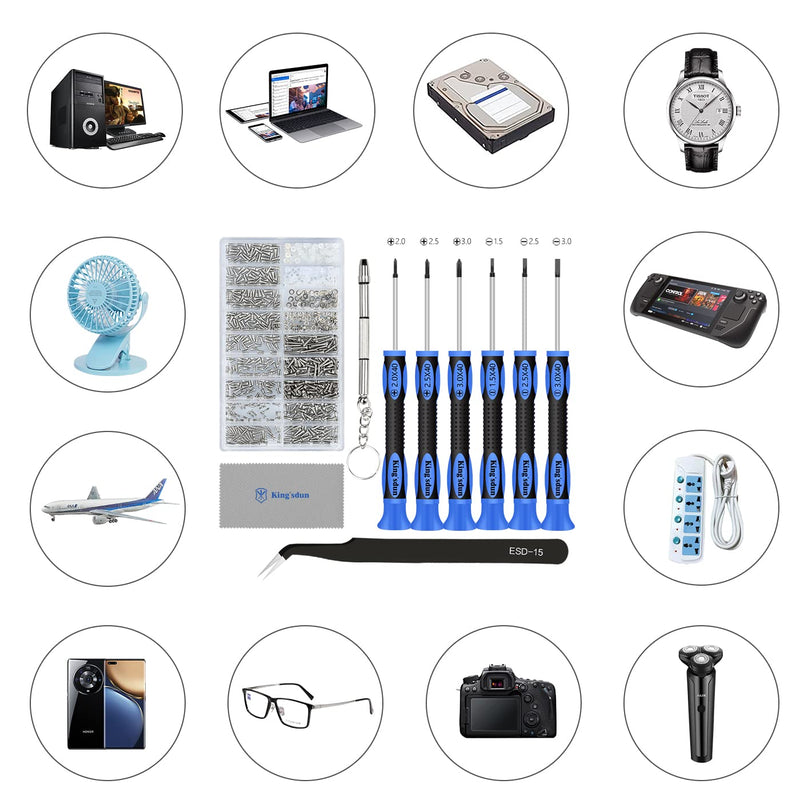 Kingsdun Eyeglass Repair Kit, Professional Glasses Precision Screwdriver Tools Set with 1200PCS Eyeglass Screws and Curved Tweezer for Eyeglass, Sunglass, Spectacles & Watch Clock Repair - NewNest Australia
