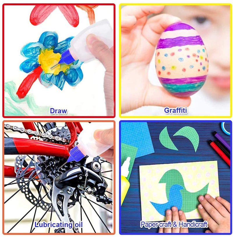 12 Pcs 2 Ounce Needle Tip Glue Bottle 60 mL Plastic Dropper Bottles Multicolor lid with 2 Pcs Mini Funnel for Small Gluing Projects, Paper Quilling DIY Craft, Acrylic Painting - NewNest Australia