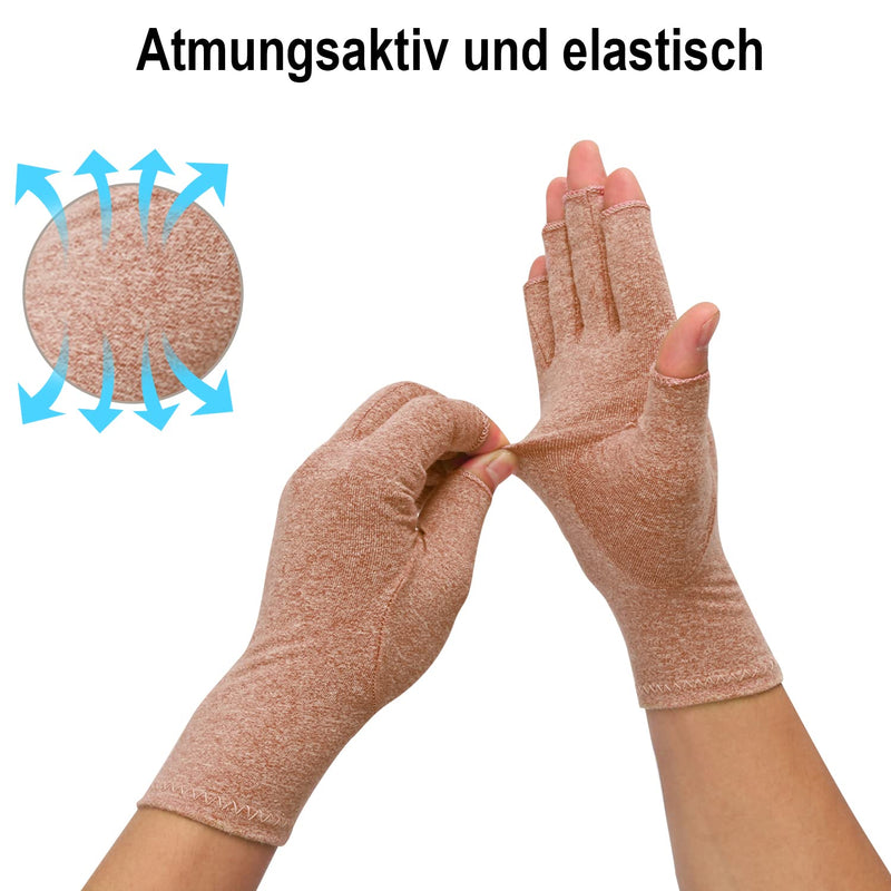 2 Pairs Arthritis Compression Gloves For Relief Of Rheumatoid Osteoarthritis, Relieve Muscle Tension, Fingerless, Breathable & Moisture Regulating, Women And Men (Coffee, M) - NewNest Australia