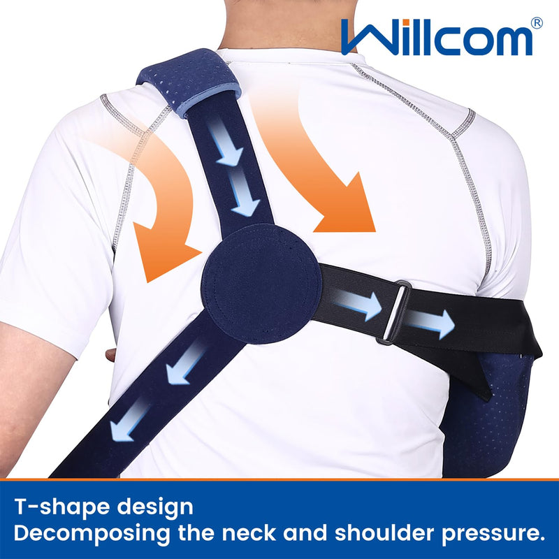 Willcom Arm Sling Shoulder Injury Immobilizer, Medical Sling with Waist Strap for Men and Women, Support Brace for Rotator Cuff Torn Hand Wrist Elbow Clavicle Post-Surgery Gifts (Medium) M - NewNest Australia