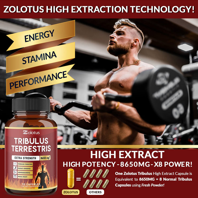 Tribulus Terrestris, 8650mg Per Capsule, Highest Potency with Ashwagndha, Panax Ginseng, Saw Palmetto, Maca, Shilajit. Boost Energy, Mood, Stamina & Performance, for Men & Women, 3 Months Supply. - NewNest Australia