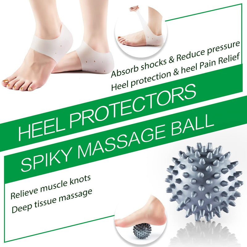 Plantar Fasciitis Relief & Recovery Kit ‚ Pack Of 9 Foot Care Compression Sleeve Silicone Heel Protective Massage Ball Cushioned Arch Supports And Inserts ‚ Pain Relief & Increase Blood Flow - NewNest Australia