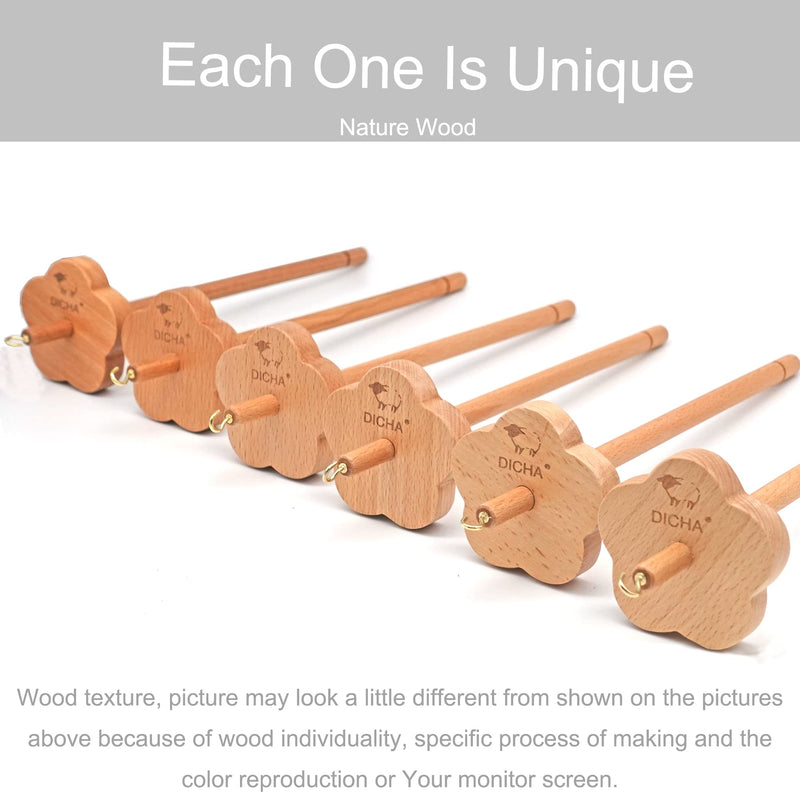 DICHA 3" Flower Shaped Drop Spindle Kit- High Low Whorl Wooden Spindles with 5.6 Oz Merino Wool/Top and Instructions-Weaving Spinning Wheels for Beginners-All in A Gift Box-Perfect Spinner Gifts（MC） Flower Whorl (blend wool) - NewNest Australia