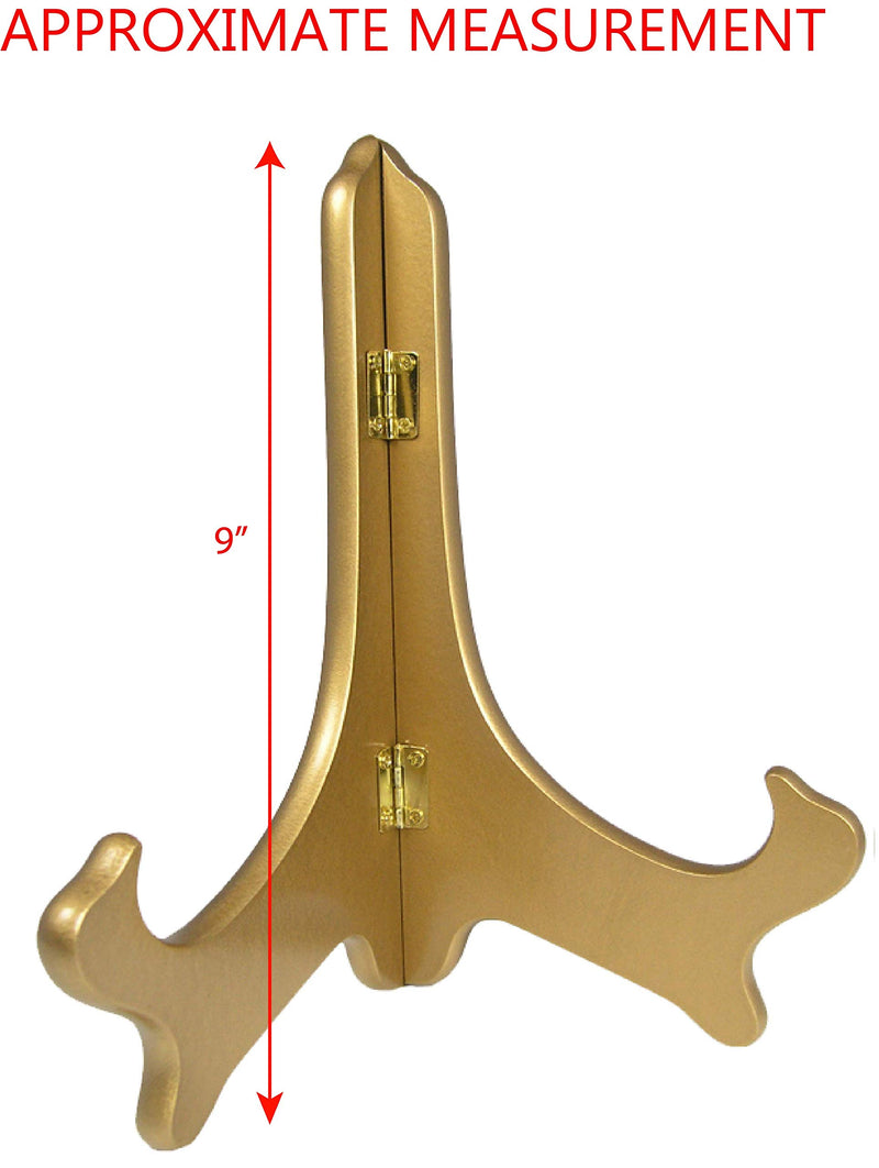 NewNest Australia - BANBERRY DESIGNS Gold Metallic Wood Easels Premium Quality Folding Display Plate Stand Holder - 9 Inch - Set of 2 Pieces 