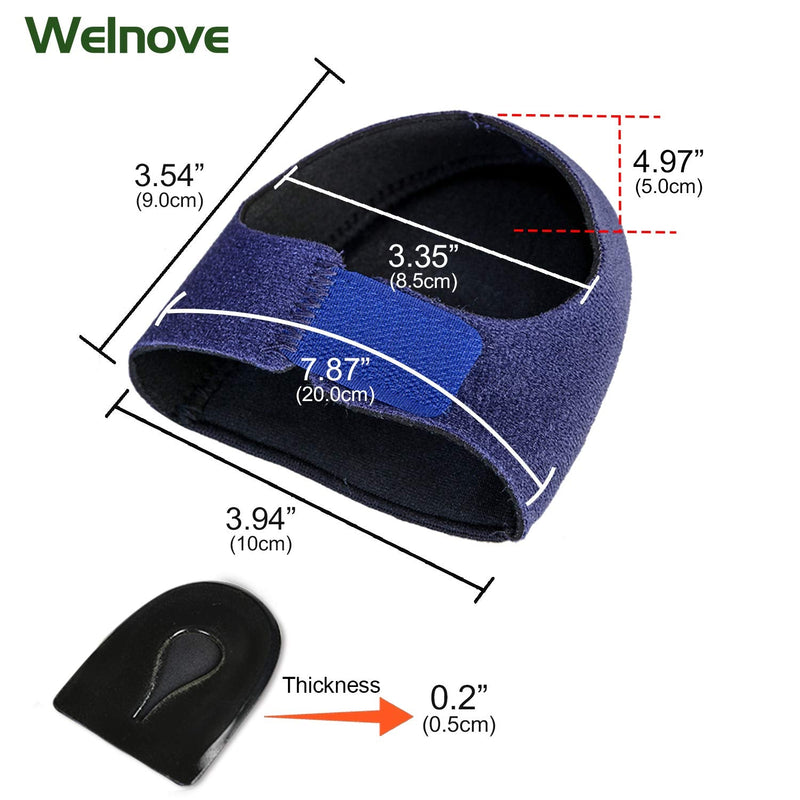 Welnove 2PCS Heel Protectors, Heel Sleeves Pads, Heel Pads Cushion, Heel Support for Relieving Heel Pain from Plantar Fasciitis - Heel Spur -Tendinitis- Cracked Heels Blue-1 2 Count (Pack of 1) - NewNest Australia