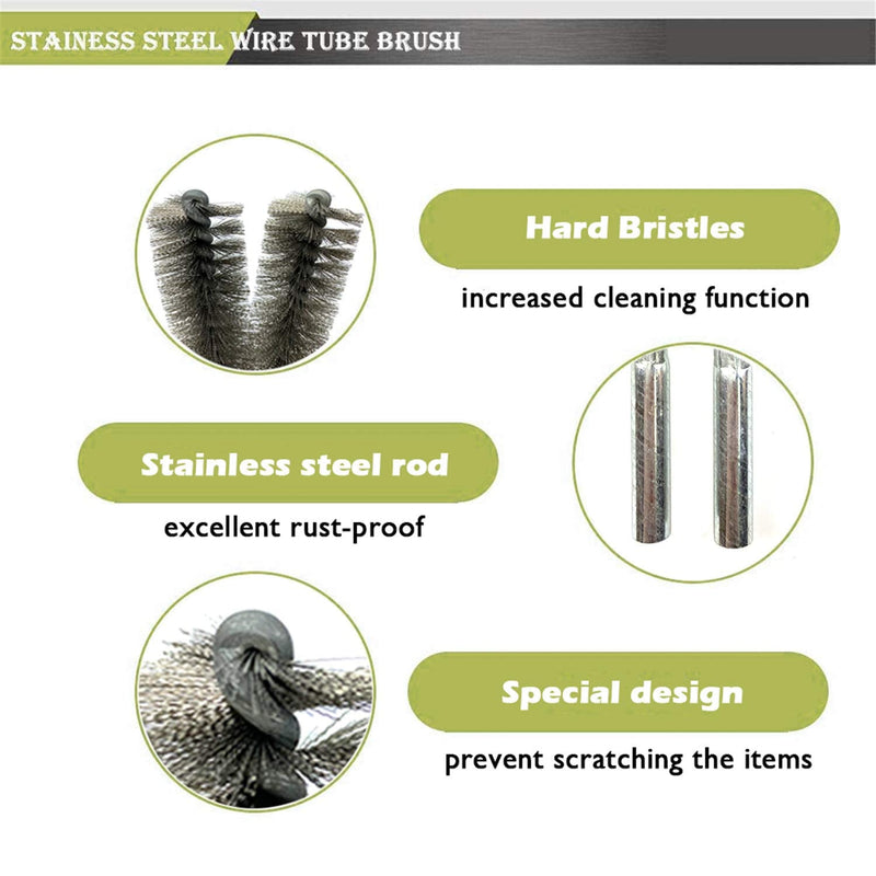 Ctsyuqoo 6pcs Pipe Cleaning Brush Set Stainless Steel Bristles, Stainless Steel Pipe Brush for Auto Parts,Bottles, Guns, Tubes, Etc. 4/5"(20mm) - NewNest Australia