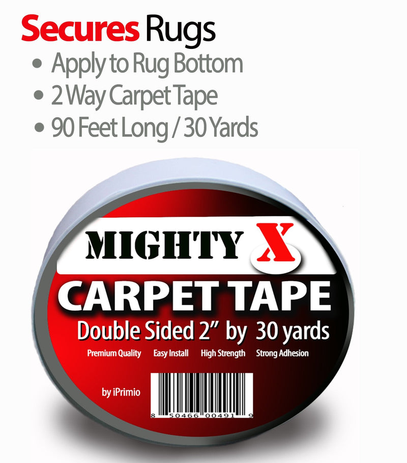 Mighty"X" Indoor Rug/Carpet Tape Double Sided 30 Yards x 2 Inches - Extra Thick - Heavy Duty by iPrimio - NewNest Australia