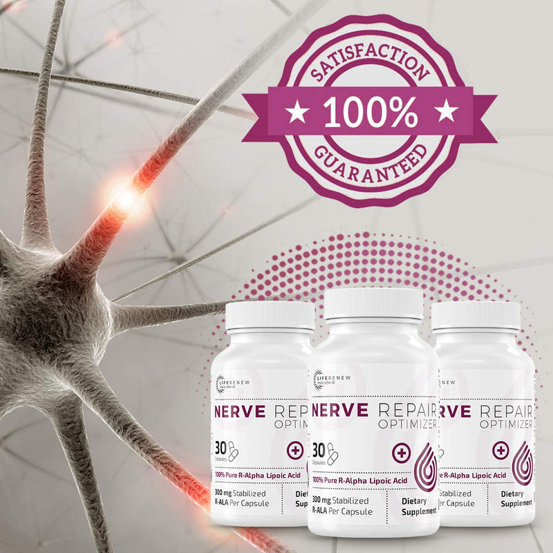 Nerve Renew Nerve Repair Optimizer - Dietary Supplement - 30 Capsules - 300 mg Stabilized R-Alpha Lipoic Acid per Capsule for Natural Nerve Discomfort Support - Fast Absorption - Safe and All Natural 30 Count (Pack of 1) - NewNest Australia