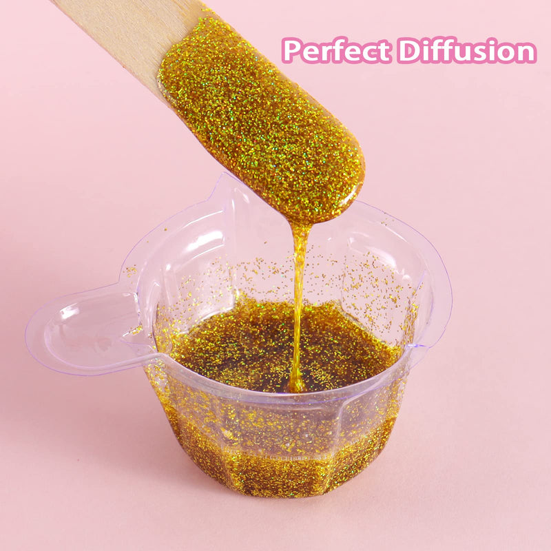 Renfio Holographic Ultra Fine Glitter Powder Metallic Resin Glitter PET Flakes Crafts Sequins 1/128" 0.008" 0.2mm Epoxy Chips Flakes for Tumblers Slime 1.75 Oz (50g) - Diamond Laser Gold - NewNest Australia