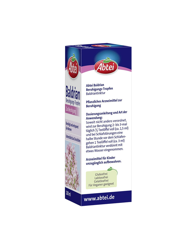 Abtei Valerian calming drops - herbal medicine made from valerian root - calms, relaxes, helps you fall asleep - without habituation effect - vegan - 100 ml 100 ml (pack of 1) - NewNest Australia