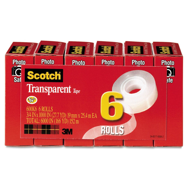 Scotch Transparent Tape, 3/4 in x 1000 in, 6 Boxes/Pack (600) - NewNest Australia