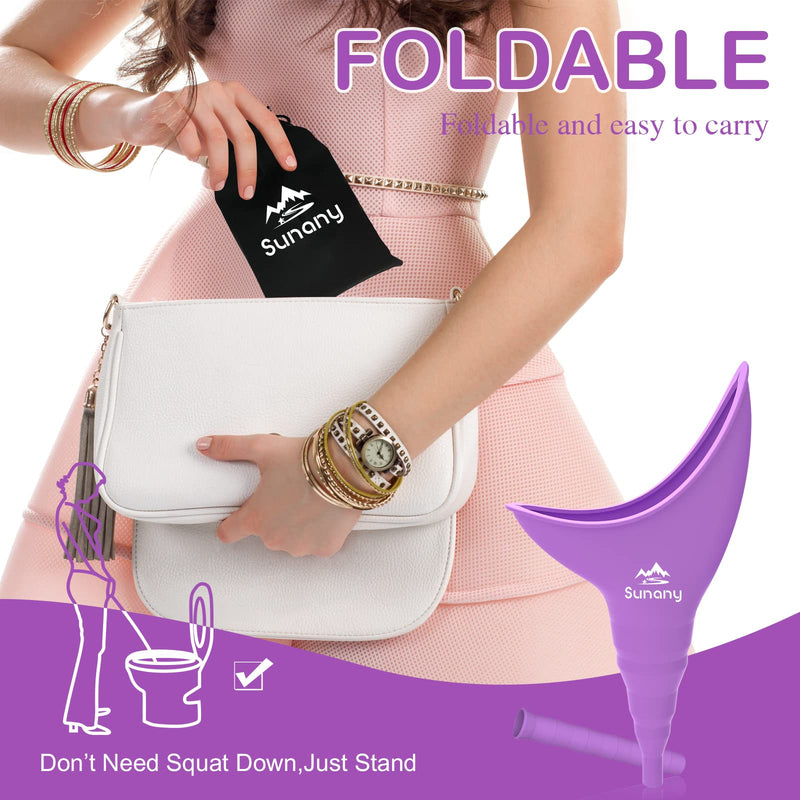 Female Urination Device,Reusable Silicone Female Urinal Foolproof Women Pee Funnel Allows Women to Pee Standing Up,Women's Urinal with Drawstring Bags is The Perfect Companion for Travel and Outdoor purple - NewNest Australia