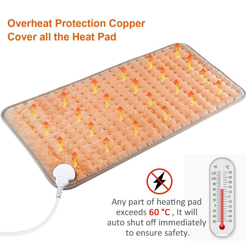 DIZA100 Heating Pad with Auto Shut Off, Fast Heating Technology, Machine Washable,Soft Flannel Safe Electric Heat Pad for Body Relaxation (12 x 24 inches) Silver Grey Flannel - NewNest Australia