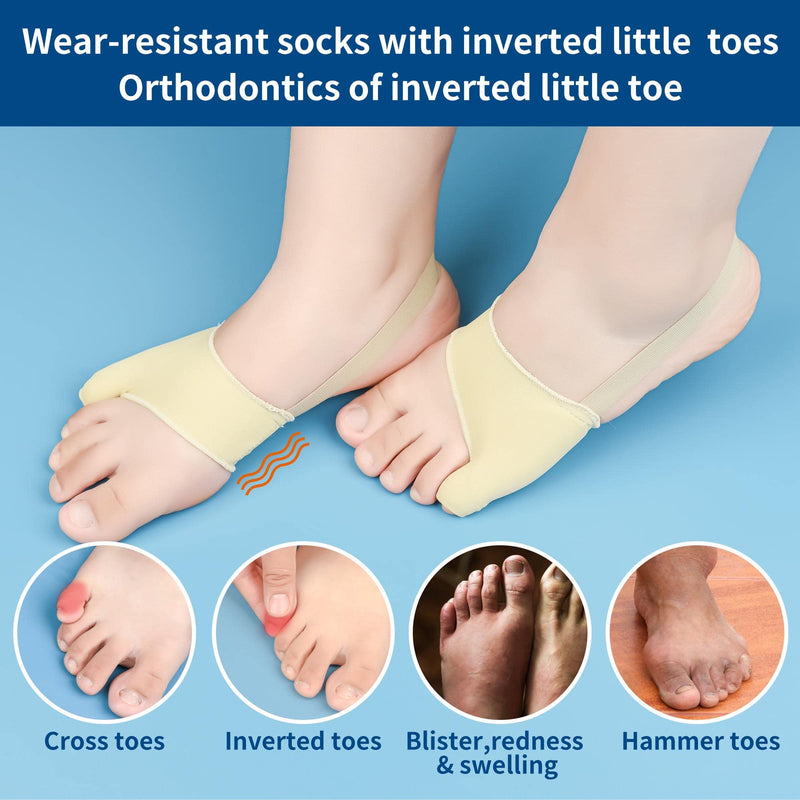 DYKOOK Tailors Bunion Corrector 1Pair Bunionette Sleeves Built-in Gel Pads Silicone Cover Guard With Non-slip Strap to Relief Bunion Pinky Toe Pain, Straighten Bunionette,Overlapping toe(Beige-Small) S Beige - NewNest Australia