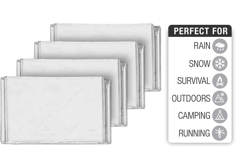 Swiss Safe Emergency Mylar Thermal Blankets + Bonus Gold Foil Space Blanket. Designed for NASA, Outdoors, Survival, First Aid, Silver, 4 Pack - NewNest Australia
