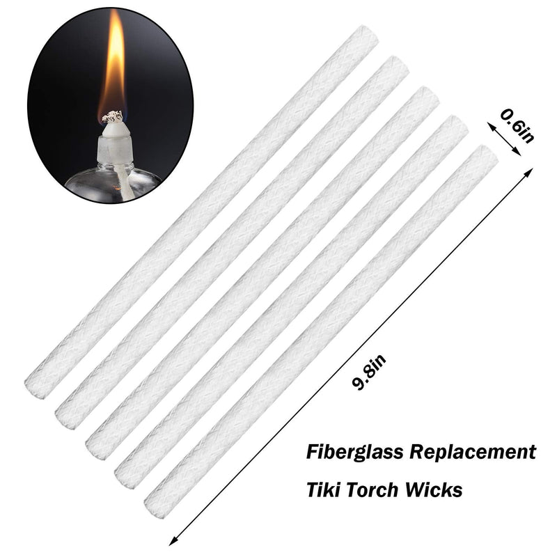 EBaokuup 30Pcs Long Life Fiberglass Replacement Wicks Torch Replacement Wicks Wine Bottle Wicks for Outdoor Tiki Torches, Patio Lighting Garden Lights, Oil Lamps（1/2Inch Diameter X 9.85Inch ） - NewNest Australia