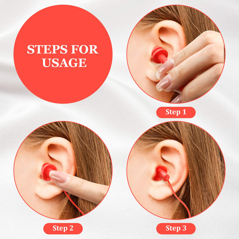 6 Pairs Corded Earplugs Silicone Earplugs for Sleeping Waterproof Ear Plugs with String Reusable Earplugs for Noise Cancelling Snoring Swimming Shooting Study - NewNest Australia