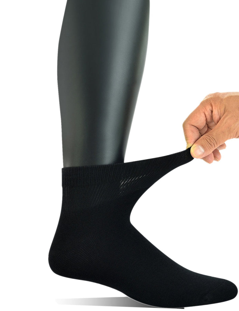 Yomandamor Men's 6 Pairs Combed Cotton Diabetic Ankle Socks with Seamless Toe and Non-Binding Top 10-13 6 Pairs Black - NewNest Australia