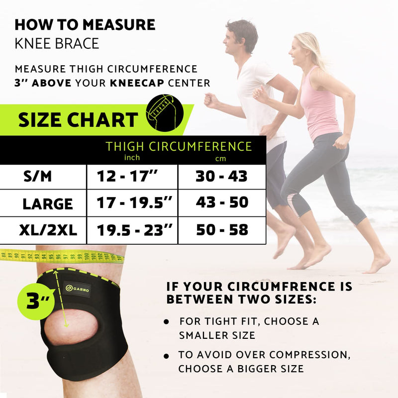 GARNO Knee Brace Plus Size, Dual Patella Tendon Support Strap, Adjustable Neoprene Stabilizer for Meniscus Tear, Arthritis, Tendonitis, MCL, ACL, Pain Relief, Recovery, Running, Men & Women; XL /2XL X-Large/2X-Large (Pack of 1) - NewNest Australia