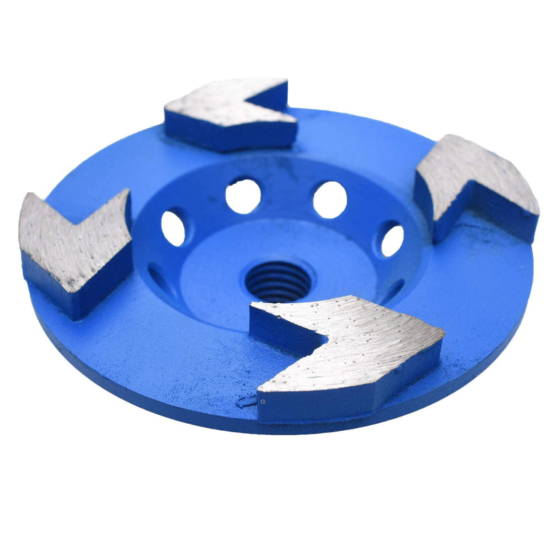 ACTINTOOL 4 in. x 5/8-11 in. Threaded Arbor 4 Pcs Arrow Segments Diamond Grinding Cup Wheel for Concrete and Coating Removing (5/8"-11 Threaded) 5/8"-11 Threaded - NewNest Australia