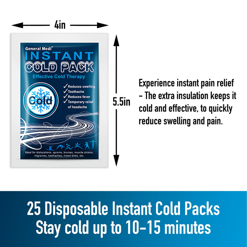 General Medi disposable cold instant compress (25 pieces), cold pack for immediate cooling and for first aid measures, pain relief, swelling, inflammation, cooling pad for external use 25 pieces - NewNest Australia
