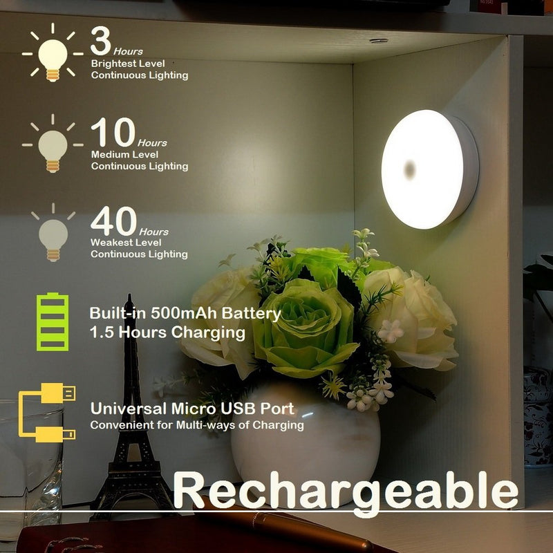 Rechargeable Touch Light, RTSU DIY Stick Anywhere Led Night Light Touch Lamp Tap Light (Touch Sensor Switch, Stepless Dimmer, Last Setting Memory, Built-in Battery Powered, Warm White Light) - NewNest Australia