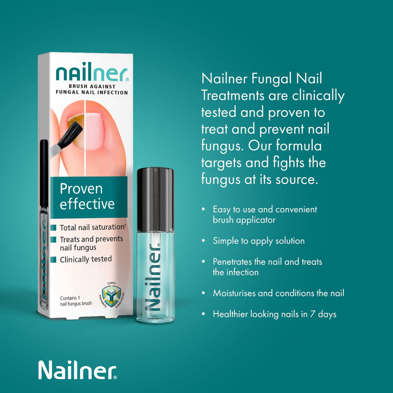 Nailner Fungal Nail Treatment Brush 5 ml - Treat & Prevent Fungal Nail Infection - Anti Fungal Nail Treatment for Toenails - Nail Fungus Treatment - Clinically Proven - 300 Applications - Clear - NewNest Australia