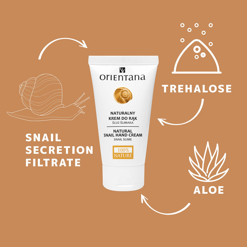 Orientana 98% Natural Snail Hand Cream - Day & Night Organic Fast Absorbing Intensive Anti Aging Hand & Cuticle Treatment for Women - Dry Sensitive Skin Repair - Moisturising Soothing & Smoothing, 50g - NewNest Australia